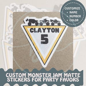 CUSTOM Name Monster Trucks Stickers Personalized Monster Jam Stickers Birthday Party Favors Personalized Birthday Gifts & Party Supplies