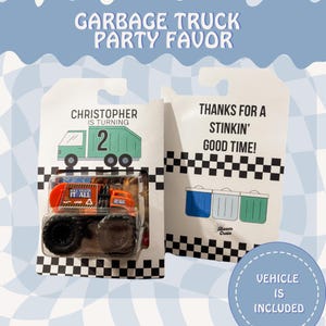 Custom Garbage Truck Party Favor | Trash Truck Birthday Gift | Waste Management Party Goodie Bag | Mini Garbage Truck Toy Birthday Party