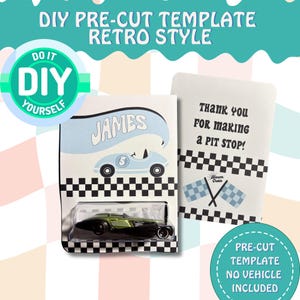 Custom Retro Hot Wheel Pre-Cut Template Party Favors Packaging Racing Inspired Hot Car Wheel Theme Personalized Birthday Gift Party Supplies