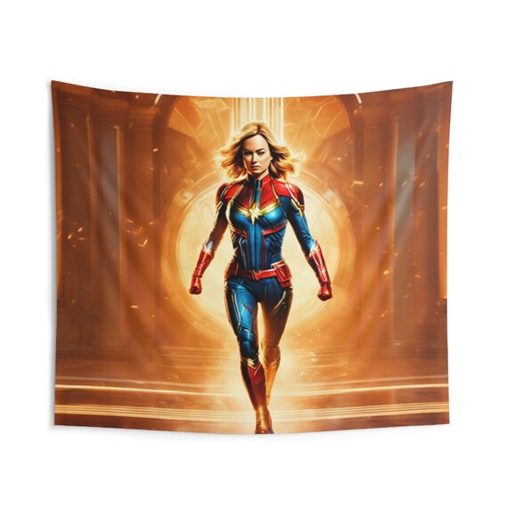Printed Wall Tapestry Cap Marvel Inspired2 Etsy