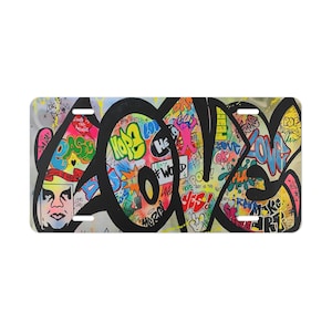 Colorful Love Vanity Plate - Custom Car Tag, Unique Gift for Car Enthusiasts, Art Decor, Valentine&#39;s Day, Personalized License Plate