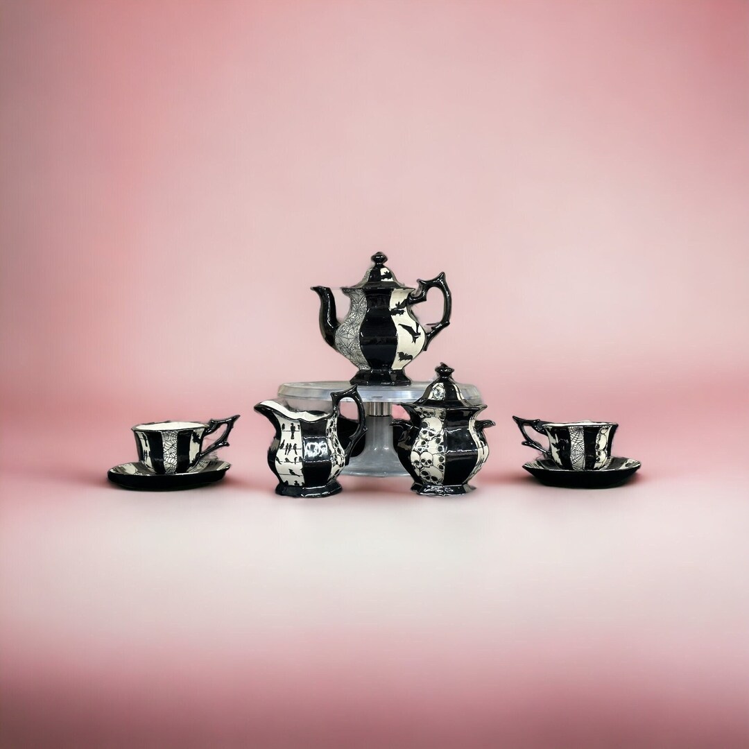 Delightfully Spooky Stoneware Gothic Tea Set for Halloween Etsy