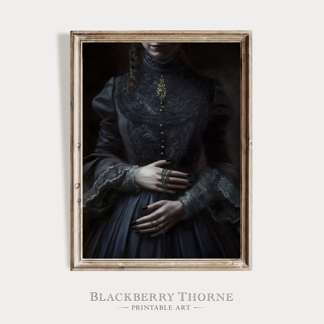 Woman in Victorian Dress Vintage Moody Dark Academia Printable Wall Art ...