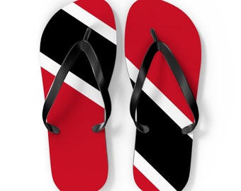 Tongs à drapeau Trini | Pantoufles de plage trinidadiennes | Vêtements de plage Trini | Vêtements trinidadiens | Tongs des Caraïbes