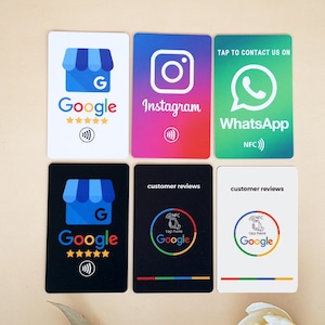 Carte d'avis Google Blanc Noir | Boostez vos avis Google | Appuyez pour laisser des avis | Porte-clés NFC blanc | Étiquette de cycle NFC