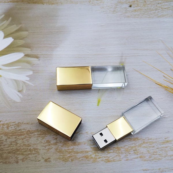 10 STÜCKE Benutzerdefinierte Kristallglas USB-Stick, personalisierte USB 3.0 Stick, 16GB 64GB Fotografie USB Stick, Rose Silber Gold Schwarz Geschenk USB