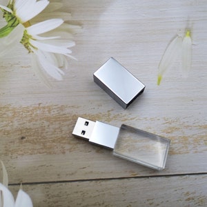 10PCS Custom Crystal Glass USB Flash Drive,Personalized USB 3.0 pen drive, 16GB 64GB photography usb stick, Rose Silver Gold Black Gift USB image 4