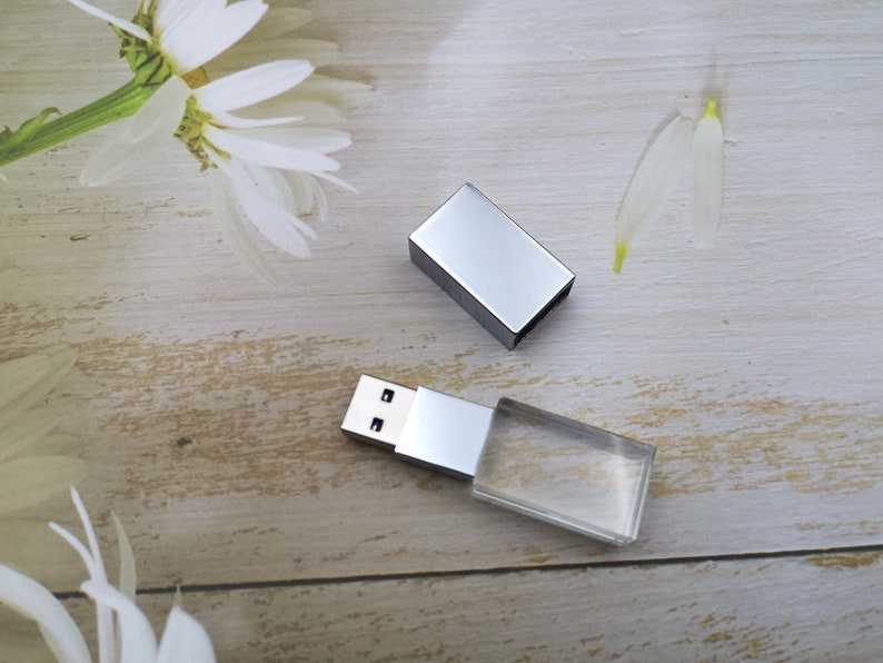 10PCS Custom Crystal Glass USB Flash Drive,Personalized USB 3.0 pen drive, 16GB 64GB photography usb stick, Rose Silver Gold Black Gift USB image 4