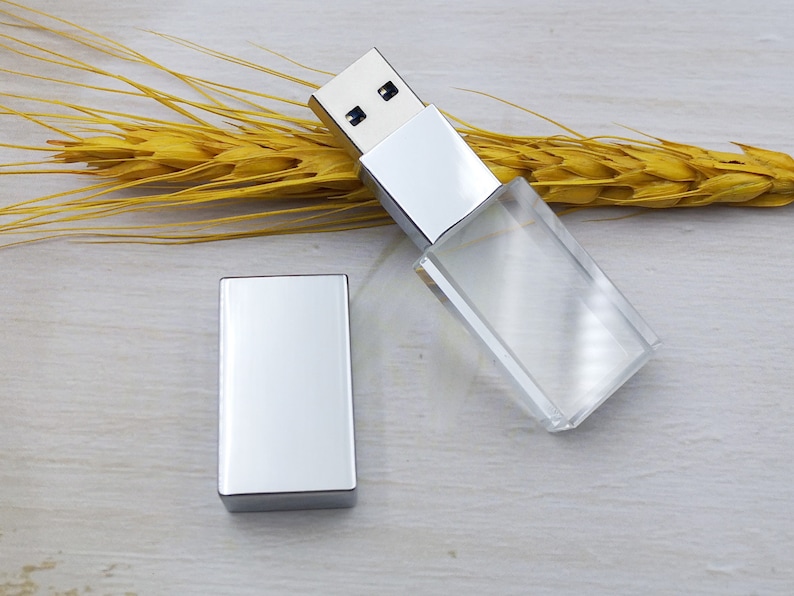 10PCS Custom Crystal Glass USB Flash Drive,Personalized USB 3.0 pen drive, 16GB 64GB photography usb stick, Rose Silver Gold Black Gift USB Silver