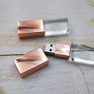 10PCS Custom Crystal Glass USB Flash Drive,Personalized USB 3.0 pen drive, 16GB 64GB photography usb stick, Rose Silver Gold Black Gift USB image 5