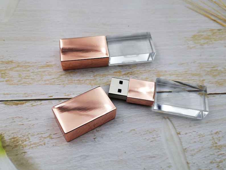 10PCS Custom Crystal Glass USB Flash Drive,Personalized USB 3.0 pen drive, 16GB 64GB photography usb stick, Rose Silver Gold Black Gift USB image 5