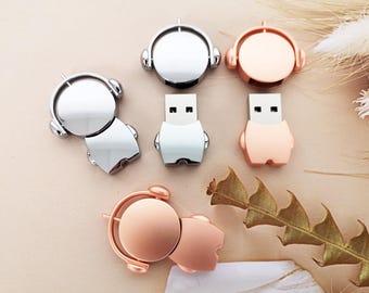 10PCS Custom Music Man Metal USB Flash Drive,Personalized USB 3.0 pen drive | Rose Silver USB photography usb stick|creative gift usb pen