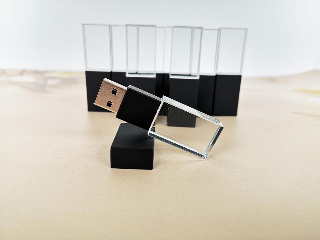 10PCS Crystal Glass USB Flash Drive | Free Personalized Engraved Logo ...
