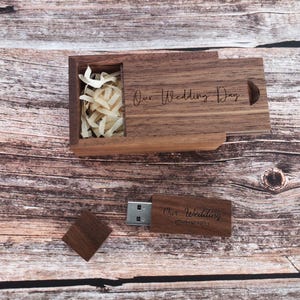 Free Personalised Wooden Wood USB Flash Drive With Box - Walnut Maple- High Speed USB 3.1 - 16GB 32GB 64GB  - Photography Wedding gift