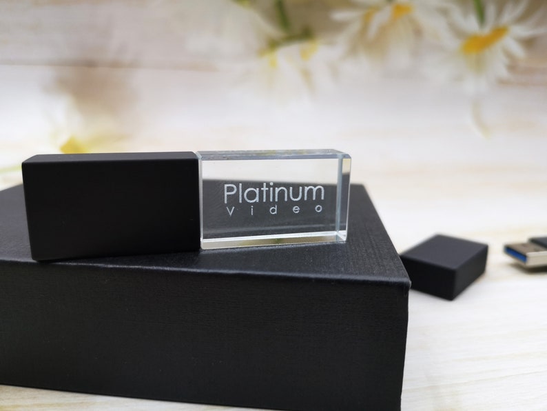 10PCS Custom Crystal Glass USB Flash Drive,Personalized USB 3.0 pen drive, 16GB 64GB photography usb stick, Rose Silver Gold Black Gift USB image 8