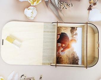 4x6 Wedding photo box and USB flash drive 3.0 | Wooden photo box for 15x10 cm prints and wedding USB drive