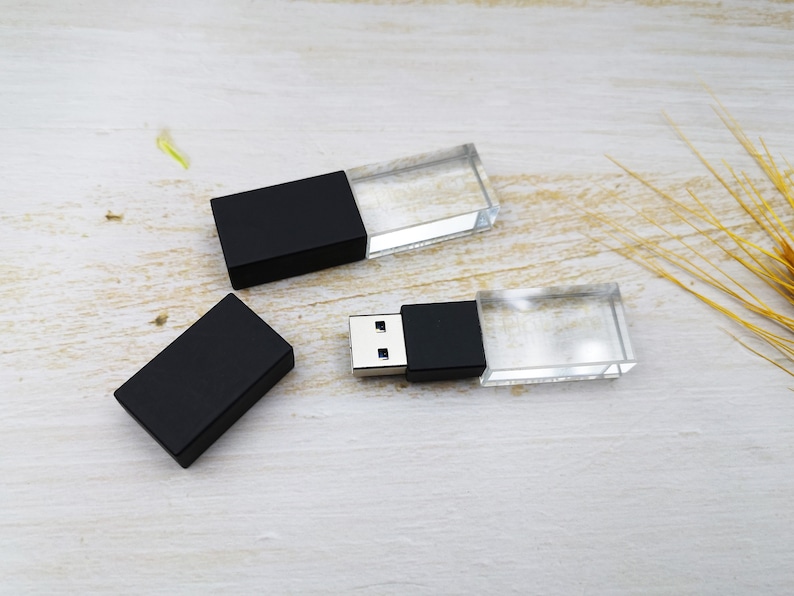 10PCS Custom Crystal Glass USB Flash Drive,Personalized USB 3.0 pen drive, 16GB 64GB photography usb stick, Rose Silver Gold Black Gift USB Black