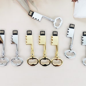 10PCS Free logo Metal key USB Flash Drive,Personalized USB 2.0 pen drive|8GB 16GB 32GB photography usb stick | Silver Gold  Gift USB