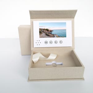 5-inch IPS HD-lcd-videospeler met USB-fotolinnendoos | huwelijksherinneringen cadeau | USB-flashstation| 4*6 inch albumdoos