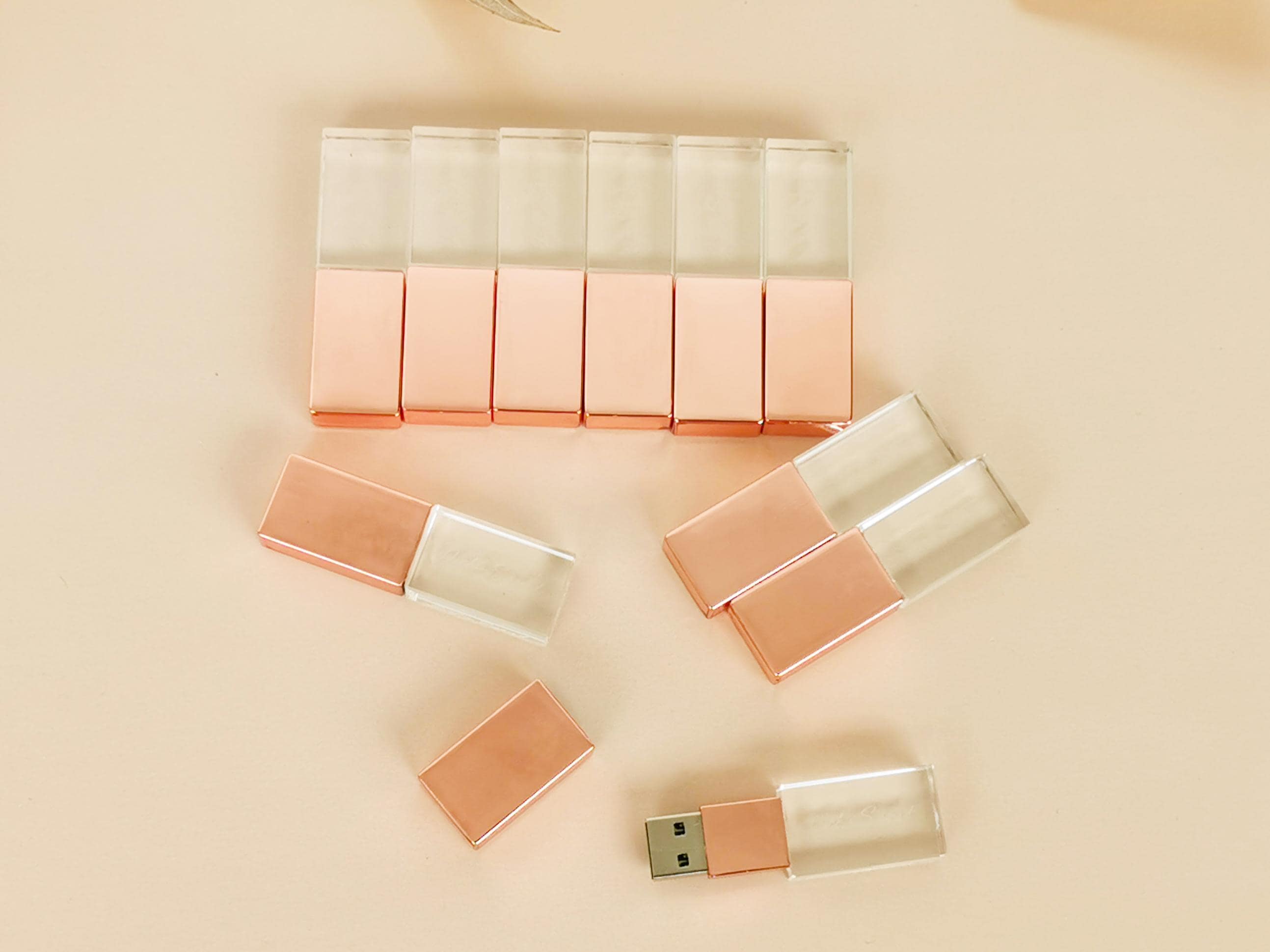 10PCS Personalized Crystal Rose Gold Glass USB Flash Drive,usb 3.0 Pen ...
