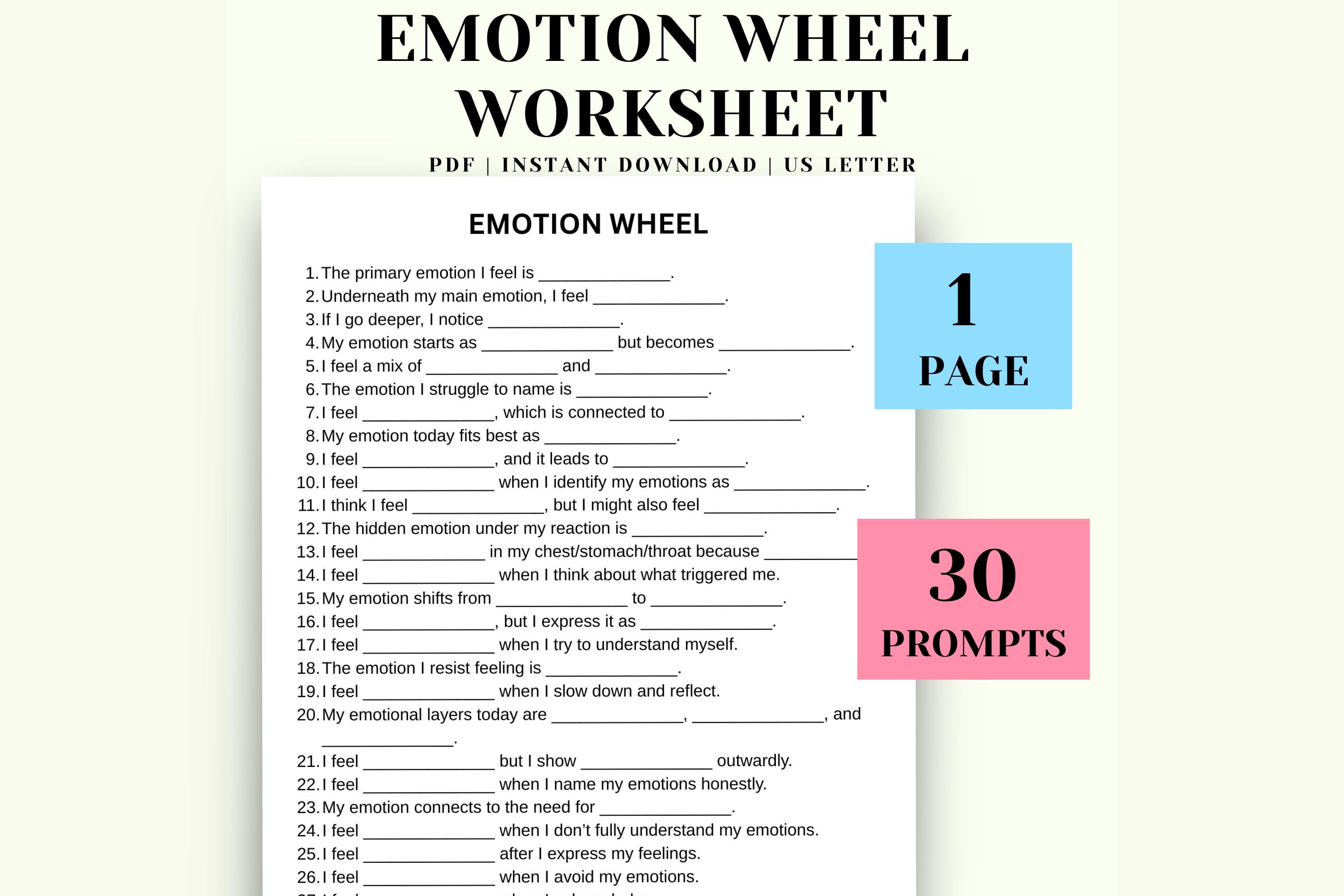 Emotion Wheel Worksheet, Feelings Identification PDF, Emotional ...