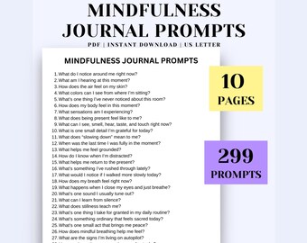 Mindfulness Journal Prompts: 299 Self-Care Questions (PDF)
