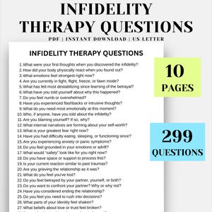 299 Infidelity Therapy Questions Printable Healing Journal Prompts for Betrayal Recovery Couples Therapy Affair Support Marriage Counseling