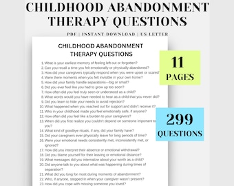 Childhood Abandonment Therapy Questions, Inner Child Healing (PDF)