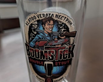 Boomstick Double Stout Beer Pint Glass 16oz | Evil Dead | Halloween Horror Fan Gift