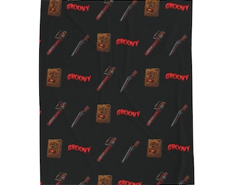 Evil Dead Plush Velveteen Throw Blanket | Groovy Dead | Halloween Horror Fan Gift
