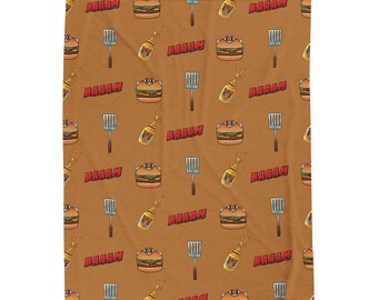 Mustard Tiger Plush Velveteen Throw Blanket | Funny Trailer Park Grilling Fan Gift