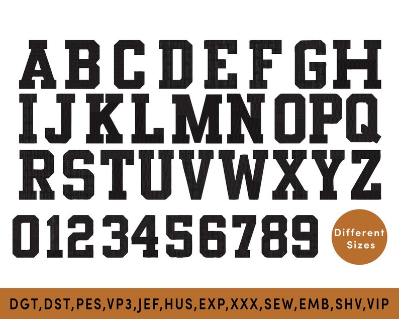 Varsity Embroidery Font Alphabet Machine Embroidery Design Etsy