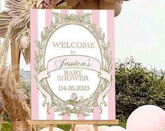 Baby Shower Welcome Sign, Welcome poster, French Bakery Theme, Afternoon Tea Template | FB01BSPW