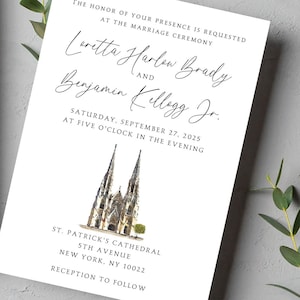 Custom Wedding Invitation with Watercolor Venue Painting, Invitation Set, Custom Watercolor Wedding Venue Portrait, Wedding Church Portrait