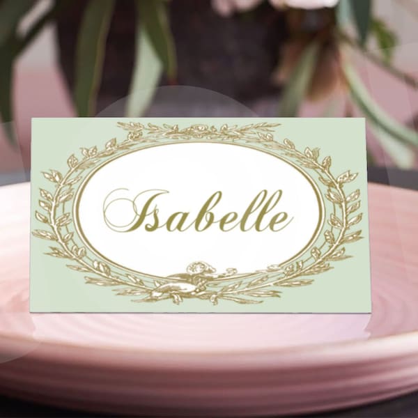 Place Cards Parisian Theme | Baby Shower Inspired La Duree | French Bakery Theme, Afternoon Tea Baby Shower Template | LD02