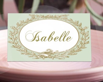 Place Cards Parisian Theme | Baby Shower Inspired La Duree | French Bakery Theme, Afternoon Tea Baby Shower Template | LD02