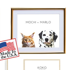 Custom Pet Portrait, multiple Pet Portrait, Dog Portrait, Pet Memorial, Portrait From Photo, Personalized Gift, cat and dog portraits
