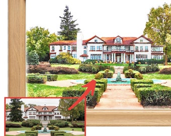 Custom Digital Watercolour Wedding Venue Illustration, Digital Watercolor Wedding Venue Gift, Digital Download, PNG JPEG Format