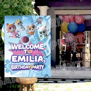 Super kitties Birthday Welcome Sign Poster | Cat Superheroes Birthday Party Poster | SK02