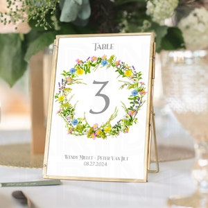 Wildflower Table Number Card Template, Boho Table Number, Floral, Wedding table number, Editable, INSTANT DOWNLOAD | WF01