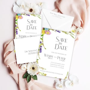 Boho Save The Date, Wildflower floral Save The Date, Floral Save The date, Save The Date template | WF01