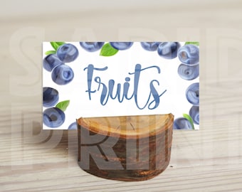 Editable Blueberry Food Labels Birthday Party Place Card Food Tents Farmers Market Fruit Berry Sweet Boy Berry First Template BB01