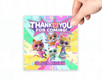 Super Kitty Thank You Cards Template | Cats Thank You Tags | Superheroes thank you tag | Thank You Tags | Favor Tags | SK01