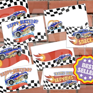 Race Car Place Cards | Hot Cars birthday place cards | Wheels Racing car place cards | place cards birthday template | race cars place cards