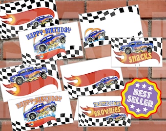 Race Car Place Cards | Hot Cars birthday place cards | Wheels Racing car place cards | place cards birthday template | race cars place cards