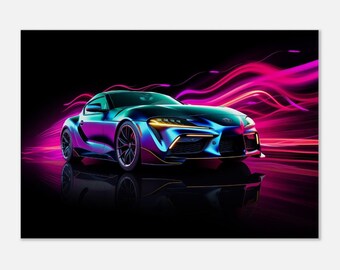 Toiao GR Supra Neon Abstrakte Kunst auf Leinwand: Modernes Automobiles Dekor