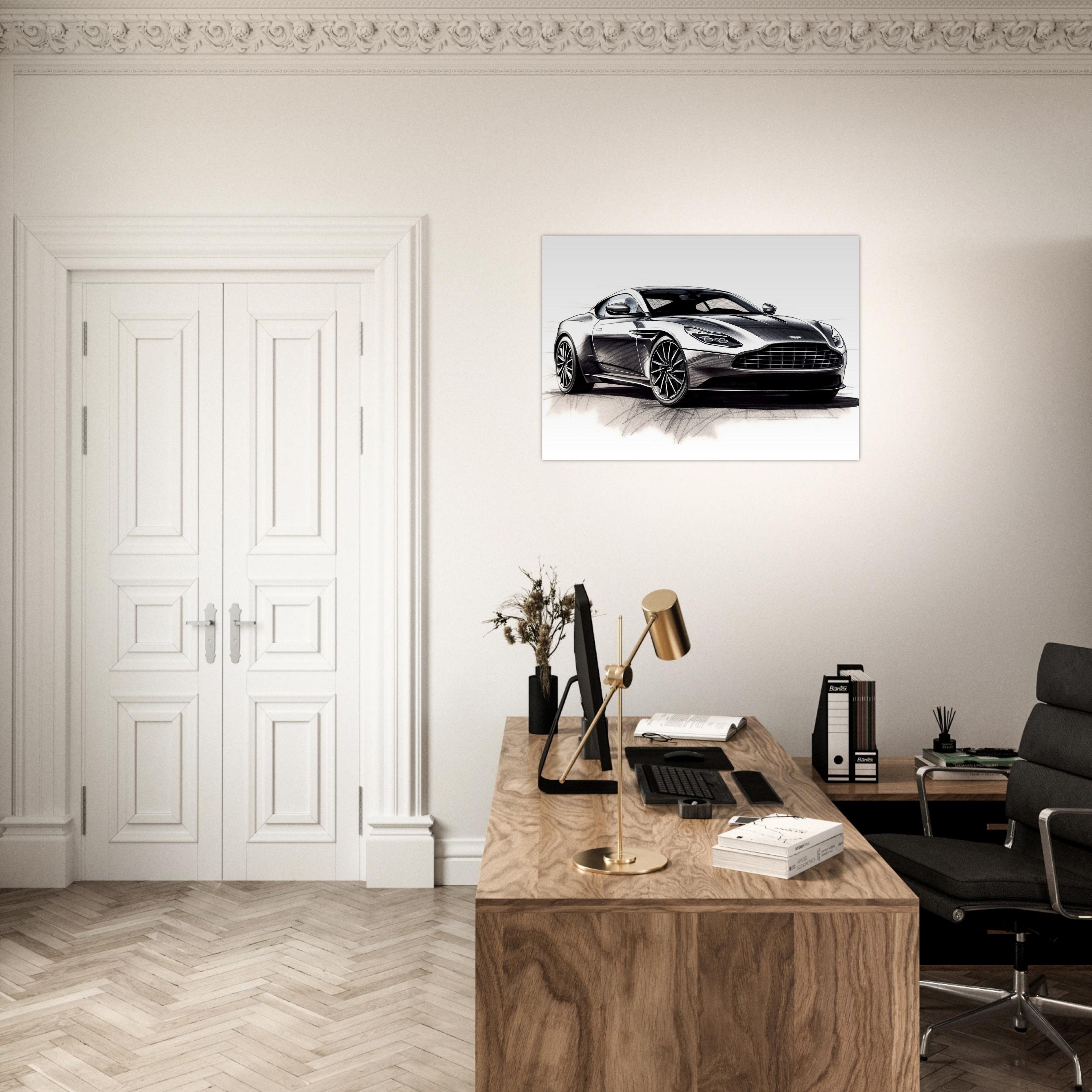 Poster Aston Martin DB11 Sur Toile - Impression Photo Grand Format, Style Moderne Bleu