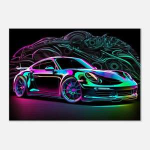 ポルシェ 911 ターボ S カブリオレ ネオン キャンバスアート - Etsy 日本