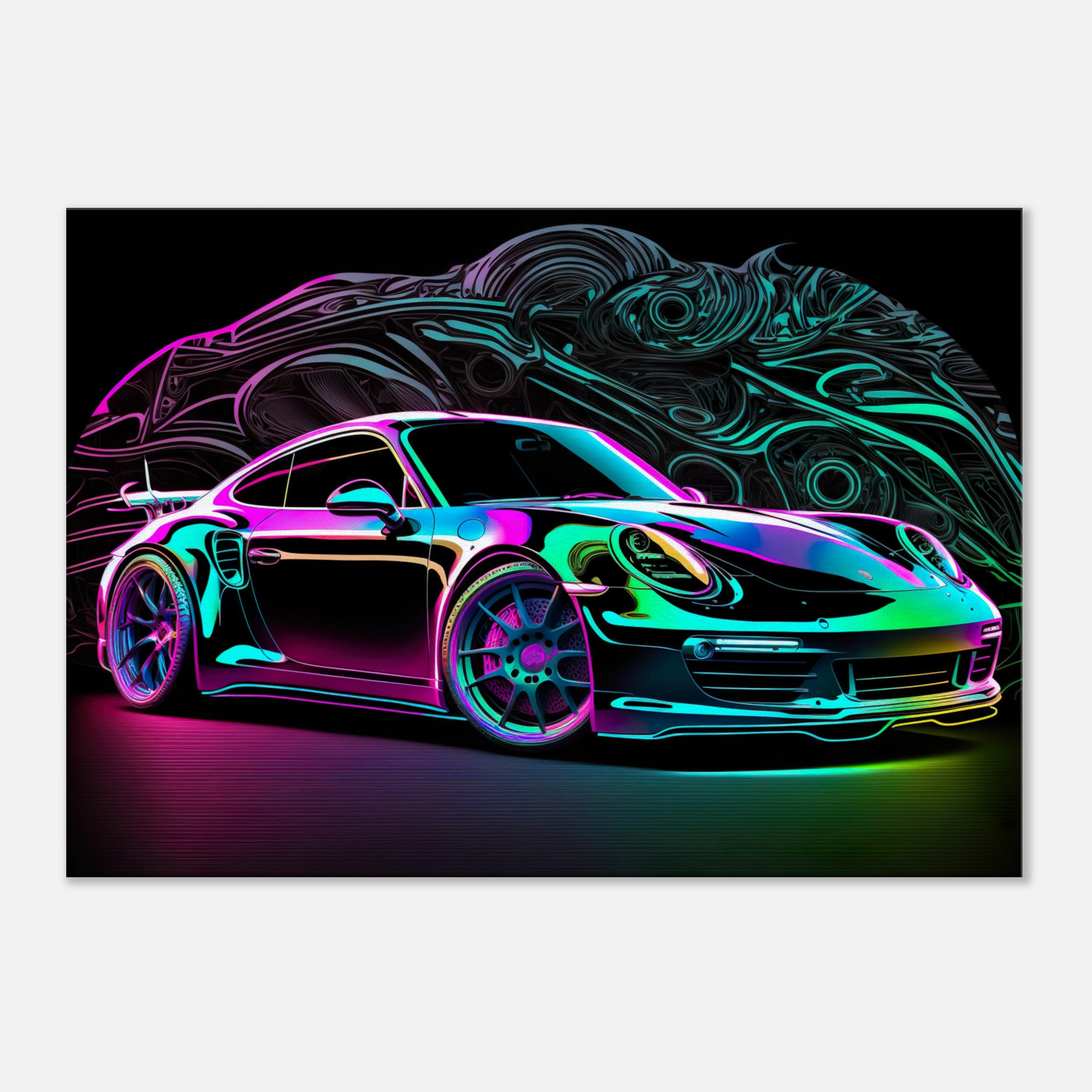 Porsche 911 Turbo S Canvas: Abstract Neon Sports Car Wall Art - Etsy