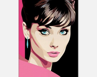 Audrey Hepburn Pink Portrait - Hollywood Glamour Leinwand Kunst